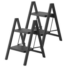 코끼리리빙 가정용 접이식 사다리 A11 2단 블랙, 2개