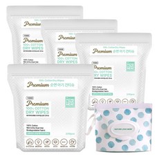 네이쳐러브메레 프리미엄 순면 아기 건티슈 4개 + 소분파우치 색상 랜덤발송, 60g, 200매, 1세트