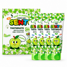 SENTO 兒童 Safe 高氟防口臭護理兒童牙膏 蘋果香, 120g, 4個