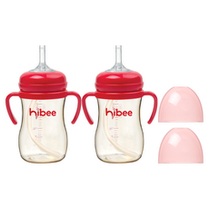 hibee EASYU重力球吸管學習杯 第2階段, 紅色, 2個