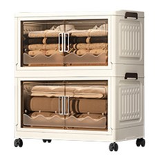 悠然木語 折疊收納櫃 雙層, 米色