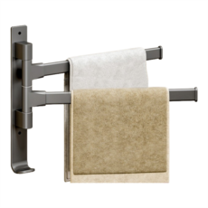 妃妃嚴選 雙桿旋轉毛巾架, 180°靈活調整, 分層懸掛, 旋轉收納, 承重力強, 單一尺寸, 槍灰色, 1個