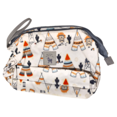 攜帶式加大防水雙拉鍊尿布袋, 帳篷小熊, 29 x 19 x 10cm