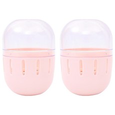 透明蓋美妝蛋收納殼 ABS材質 直徑6cmx高9cm, 粉色, 2個