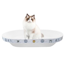 펫츠몬 고양이 눕기편한 특대형 스크래쳐 타원형, 크라프트 화이트, 1개