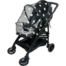 KKAEBIDA 雛菊刺繡拉鍊式嬰兒車蚊帳, 黑色, 1個