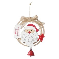 木環帶鈴鐺掛件 聖誕裝飾 質感 繽紛彩繪設計, 聖誕老人 白色 + 紅色 + 棕色, 1個
