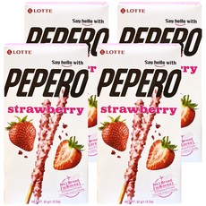 LOTTE 樂天 PEPERO草莓脆粒餅乾棒32g*4盒, 32g