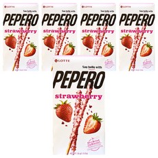 LOTTE 樂天 PEPERO草莓脆粒餅乾棒*5盒 韓國進口草莓餅乾 酥脆口感 獨立包裝, 32g