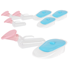 女用新型尿壺+新型便盆組, 透明 粉紅色(尿壺)+白色 藍色(便盆), 4組