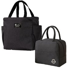 BangJiaShi 幫家適 日式拉鍊保溫包套組, 黑色, 1組, 大號 + 小號