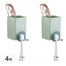 제이로 칫솔 치약 보관 접착식 걸이 홀더, 초록, 4개