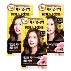 미쟝센 샤이닝 에센스 새치전용 염색제, 4N 짙은갈색, 3개