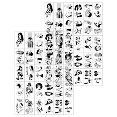 暗黑女人紋身貼紙 30款入, 混色, 2組