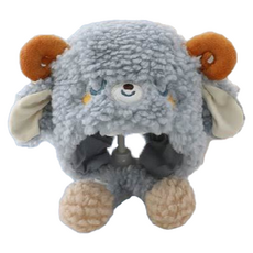 兒童造型羊咩咩護耳毛帽 適用於6個月-6歲寶寶 加絨款 卡其/ 奶白/ 粉, 天藍色, 帽圍46~52cm