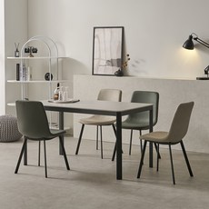 보니애가구 에븐 포세린 1400 부채꼴 세라믹 식탁의자세트 4인용 방문설치, 아티쿠스그레이 + 블랙 + 퍼니그린 + 루트베이지, 일반의자 4