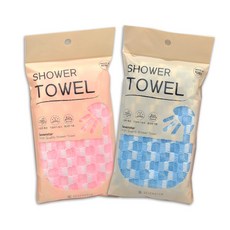 CHILSUNG 方塊沐浴巾, 粉紅色, 藍色, 2個, 1入