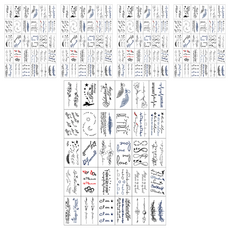 紋身指甲花刻字紋身貼紙情感 30 種套裝, 混色, 5組