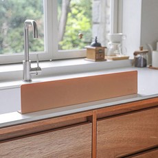 Leaves 黏貼式矽膠水槽擋水板 特大款 12 x 75 cm, 桃花心木色, 1個