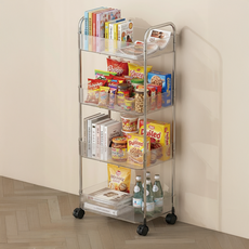 에브라잇 다용도 아크릴 미니 트롤리, 투명, 4단