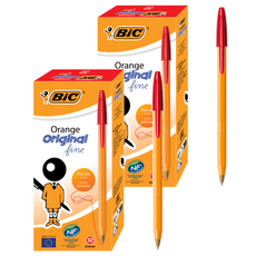 BIC 比克 Orange經典原子筆 0.8mm, 紅色, 2個