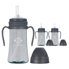 GROSMIMI PPSU吸管杯, 炭灰色, 300ml, 3個