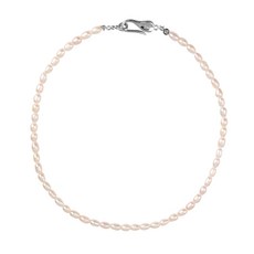 羅蔚 淡水米形珍珠繩結項鍊