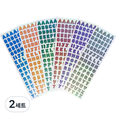 스티커마켓 오로라 홀로그램 알파벳 스티커 미디움 6종 세트, 혼합색상, 2세트