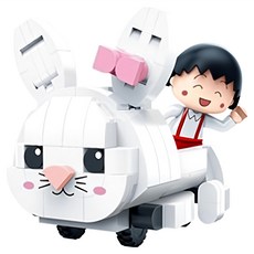 櫻桃小丸子迴力車積木 兔子造型 可愛卡通 安全無毒材質 培養空間概念, 1個