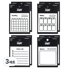 POPO FANCY 高級描圖紙 半透明 ZEPIT 自黏便條紙 4款 x 30張 x 2個組, 3套, 計畫本組