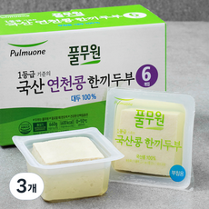 풀무원 국산 연천콩 한끼 두부 부침용 6개입, 660g, 3개