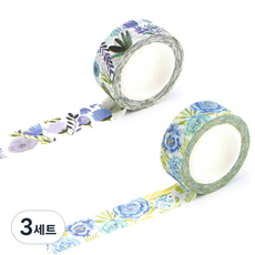 Life Point自然插圖紙膠帶 04藍色玫瑰組, 04藍玫瑰，05紫星花, 3組