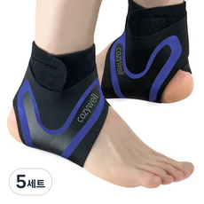 코지웰 스포츠 발목 보호대 좌우 세트, 5세트, 블루