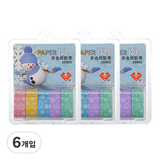 Bluemato 紙膠帶3 雪花圖案 35003 5入, 粉紅色, 黃色, 藍色, 紫色, 綠色, 6入