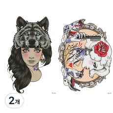 黃君通商 特大號紋身貼紙 HB-206 HB-207, 混色, 2個, 混合顏色