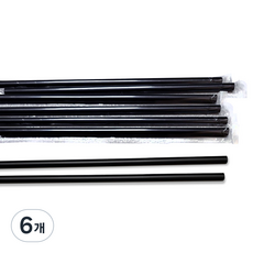 개별포장 일자 플라스틱 빨대 블랙 7 x 210 mm, 500개입, 6개