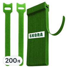 스코라 식물용 찍찍이 타이 스티커 브라이트 그린 15cm, 200개