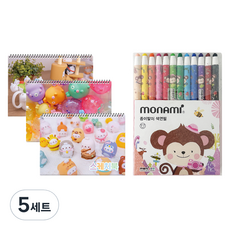 Molang 加厚美術用素描本 170g x 3入 + Monami Monijou 紙捲色鉛筆 12色 文具組, 隨機出貨(素描本), 女(色鉛筆), 5套
