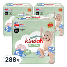 킨도 프리미엄 오슬림 베베가드 밴드형 유아용 기저귀, 5단계, 288매