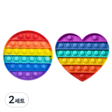 다온셀렉트 푸쉬팝 레인보우 뽁뽁이 하트 + 원, 혼합색상, 2세트