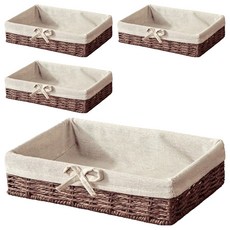 Block Mart 藤編淺籃, 深棕色, 4個