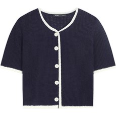 MIXXO 女款圓領撞色短袖開襟上衣