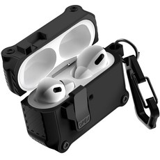 GOOSPERY AirPods Pro 2緩衝鎖硬殼+登山扣組, AirPods Pro 2, 黑色(保護殼)