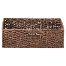 編織收納籃, 手工編織紋路, 三面提把, 搬運便利, 38 x 26 x 12cm, 咖色, 1個