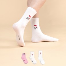 Sockpiens 女性用三麗鷗粉彩簡約凱蒂貓襪子3雙組