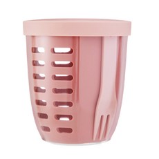 코멧 홈 BPA FREE 미니 샐러드 과일 도시락 런치팟 + 포크 세트, 핑크, 1세트