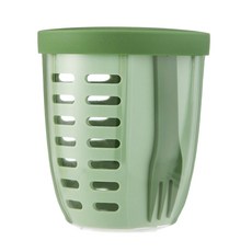 코멧 홈 BPA FREE 미니 샐러드 과일 도시락 런치팟 + 포크 세트, 그린, 1세트