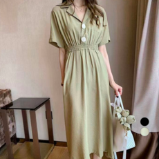 아뗄릭 카라넥 빅 버튼 내추럴 밴딩 원피스 00077 빅사이즈 포함