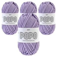 Knitt Popoyan 布條線 管狀線 鉤針包 編織線 100g, 10 薰衣草紫, 4個