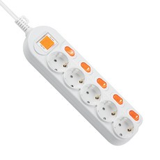 Daehan E Light W-Light 延長線 主獨立開關 5孔 DHM-SG5C, 1個, 白色, 1.5m